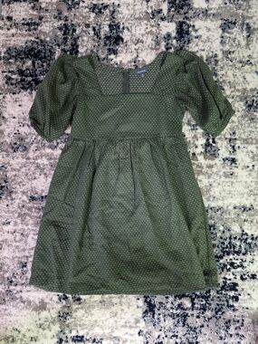 ModCloth Green Puff-Sleeve Dress